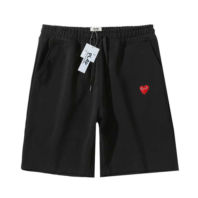 Play Trendy Brand Heart Embroidery Five-Point Shorts for Men, Summer Loose Cotton Casual Shorts, Couple Style Straight-Leg Sports Pants
