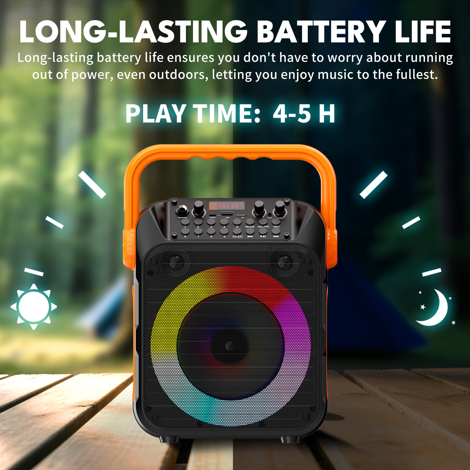 Portable Wireless Bluetooth Speaker with Microphone Square Dance Outdoor Party Party Square Dance Colorful Audio Party 3