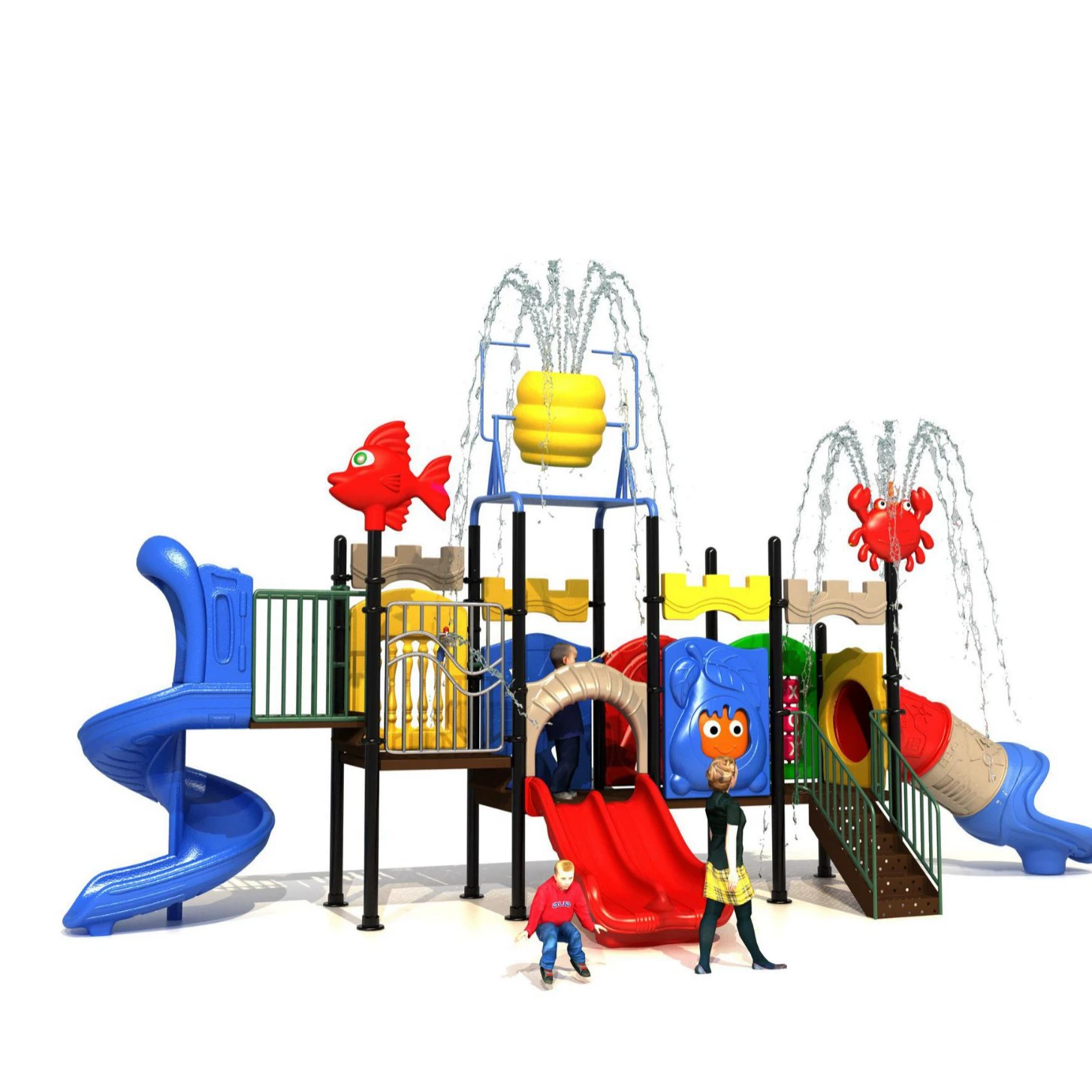 Детская водная горка 89 трубчатая колонна пластиковая водяная горка с распылителем для парков и улицы комбинированная горка