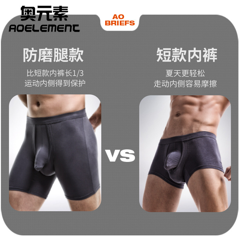 Ropa interior deportiva alargada para hombres Separación de tipo bala para hombres Pierna resistente al desgaste de cuatro esquinas más tamaño transpirable corriendo boxeador gordo Pantalones