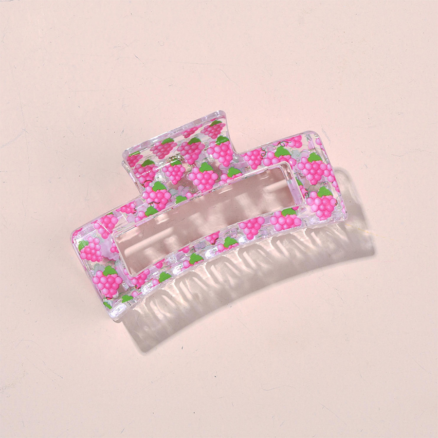 Cruzando la frontera 10,5 cm cuadrado gran clip de agarre fruta floral elegante en la parte posterior de la cabeza horquilla de la placa horquilla de tiburón tocado de agarre para el cabello