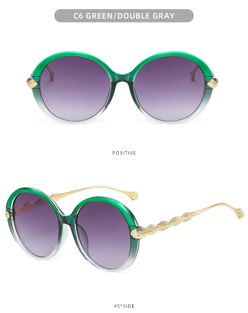 Women's Retro Color Block Resin Round Frame Full Frame Sunglasses display picture 5