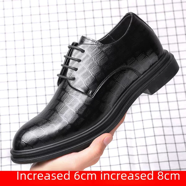 Men's Leather Shoes with 8cm Height Increase, Genuine Leather Breathable Casual Shoes, Height-Increasing Shoes for Men, Cross-Border Dropshipping