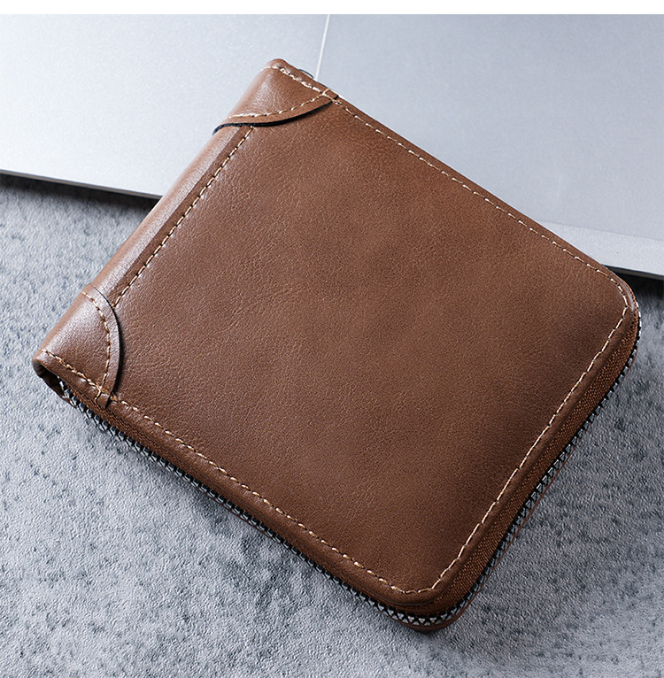 Men's Solid Color Pu Leather Side Zipper Card Holder display picture 3