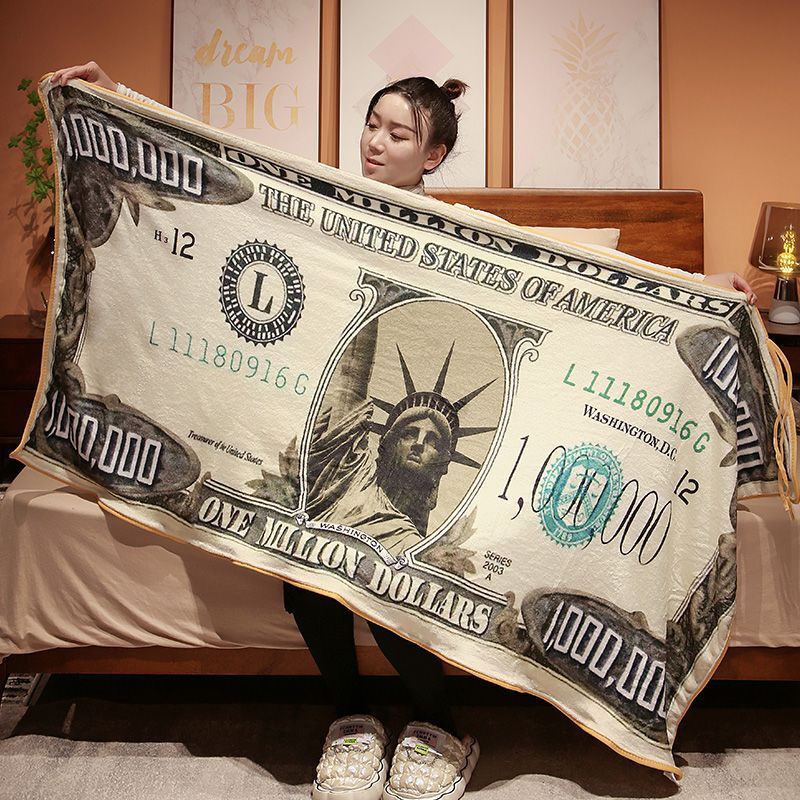 四季通用オフィスの昼寝毛布のアイデアは砂雕の百万ドル札の毛布フランネルのエアコン毛布を責める|undefined