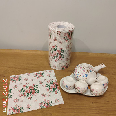 厂家直销厨房印花卷纸 21*25cm三层加厚100张彩色印花厨房吸油纸