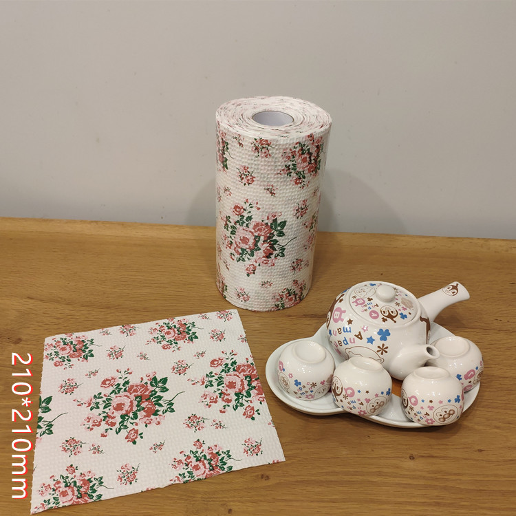 厂家直销厨房印花卷纸 21*25cm三层加厚100张彩色印花厨房吸油纸