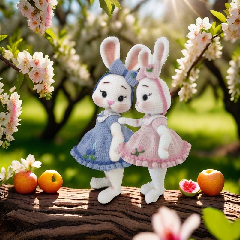 跨境钩针编织玩偶材料包手工毛线可爱兔兔系列摆件挂件
