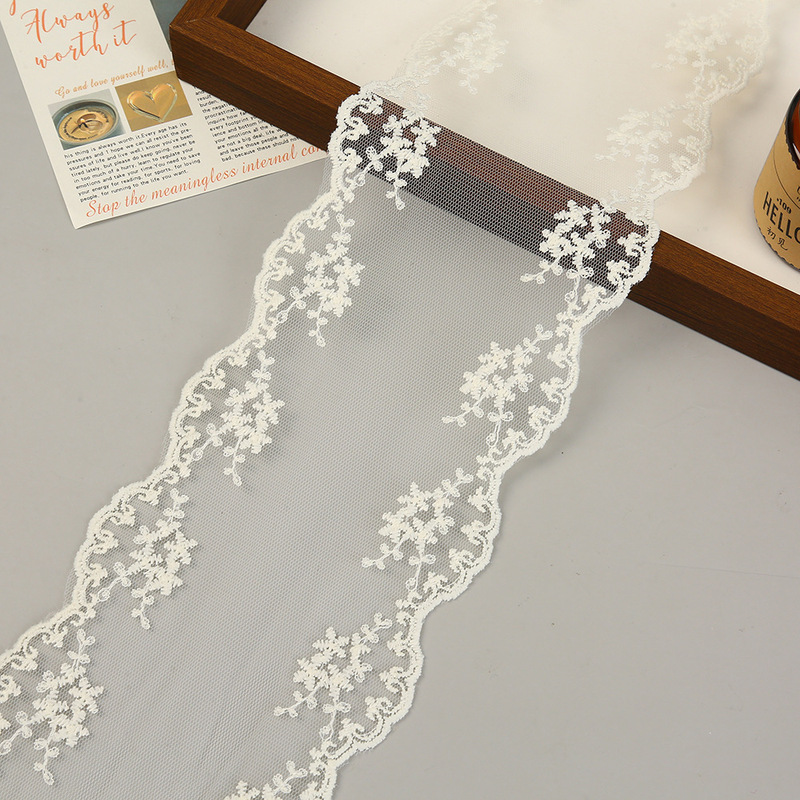 Korean Style Beige Mesh Embroidered Lace Ribbon Hairpin Accessories DIY Bow Tying Materials Clothing Accessories