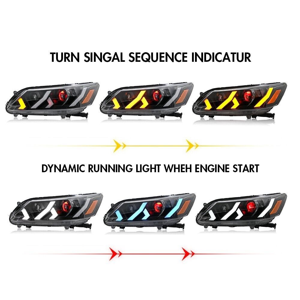 Aplicable a 14 - 15 nueve generaciones de conjunto de faro Accord modificado Lamporghini LED luz diurna luz de dirección de corriente