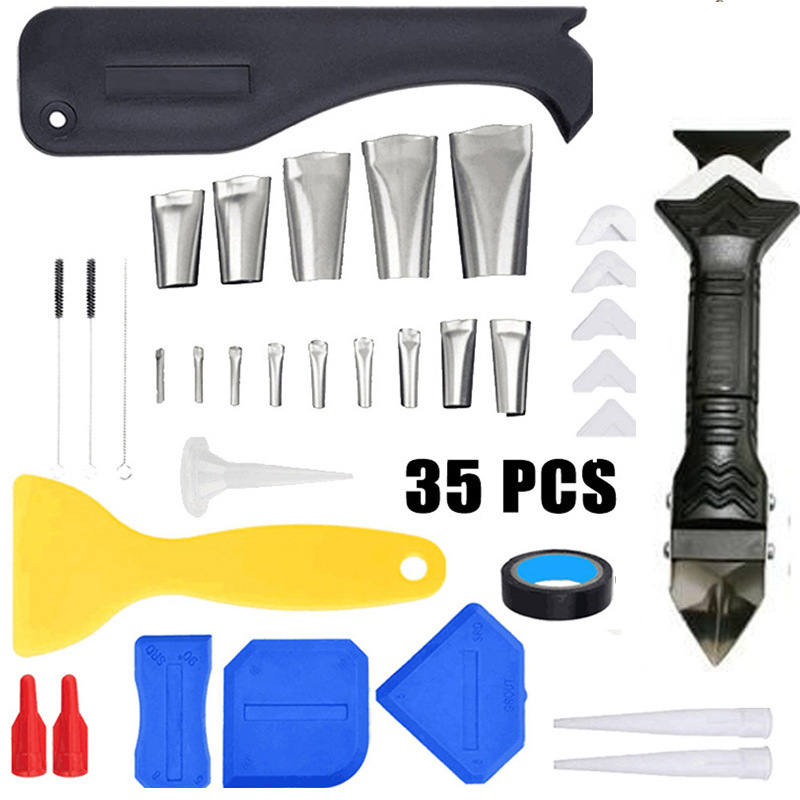 35件套美缝工具不锈钢填缝喷嘴涂抹器刮板刮刀密封胶去除