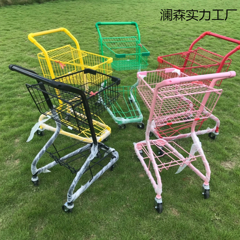 超市双层网红购物车 Ktv 摆摊零食店便利店购物车 网红摆摊购物车