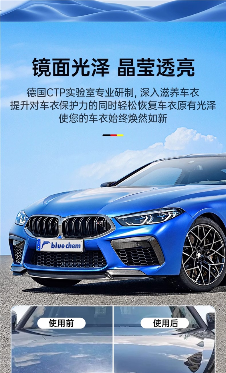 German Blue Dolphin Car Cover Maintenance Liquid, Invisible Car Cover Special Care Solution, Cleaning Agent, Color Change Film, Coating, Waxing