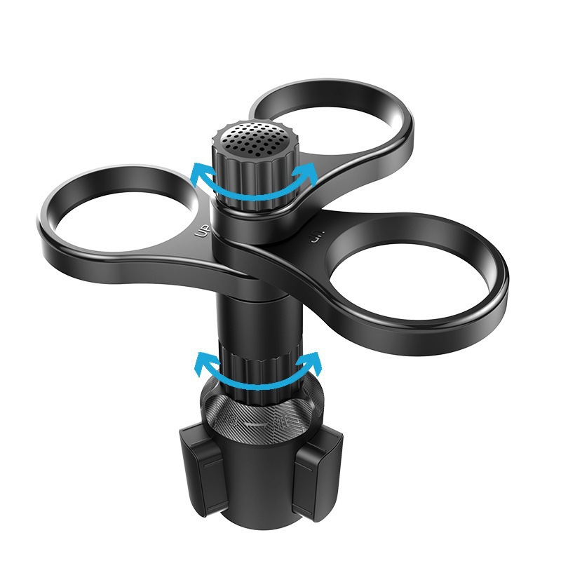 Car Water Cup Holder, Car Center Console Beverage Holder, One Tray, Two Adjustable Storage Racks, Multi-Functional 360-Degree Rotation