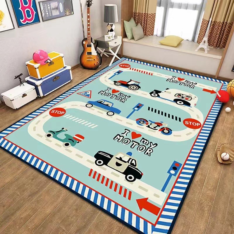 儿童地毯爬行垫 城市地图交通游戏地毯地垫 客厅卧室卡通爬爬垫