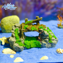 新款鱼缸装饰造景工艺品 水族箱树脂工艺品大中小号桥 上色龟木桥