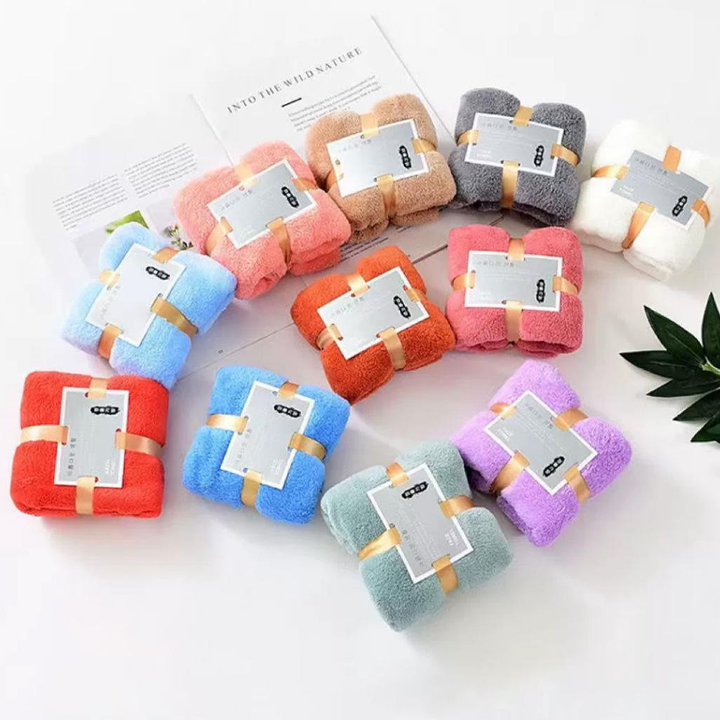 珊瑚绒35*75cm 绑卡方块毛巾公司福利婚礼回礼伴手礼节日礼品毛巾|ru