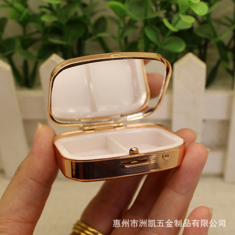 厂家供应金属药丸盒 方形药丸盒 二格医药盒 金属药盒 首饰盒