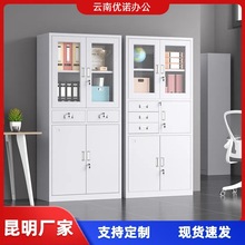 昆明文件柜带锁办公室资料柜财务室凭证柜二斗矮柜铁皮档案柜厂家