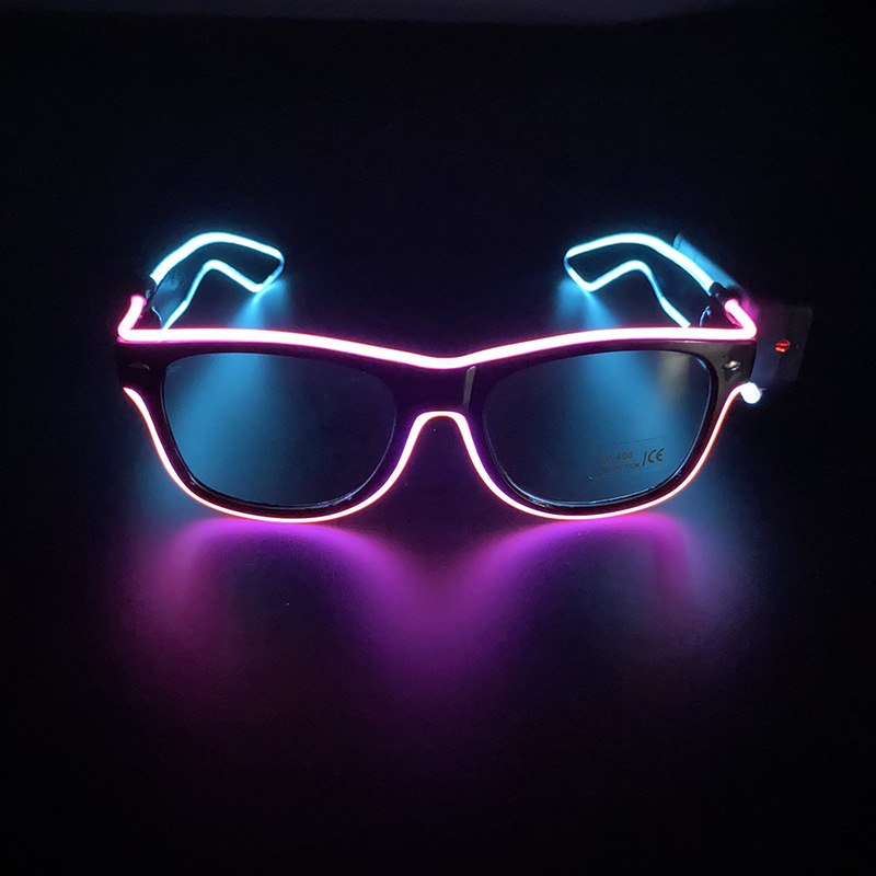 Nuevo comercio exterior de dos colores el juguete fluorescente LED inalámbrico gafas luminosas noche discoteca baile atmósfera accesorios selección multicolor