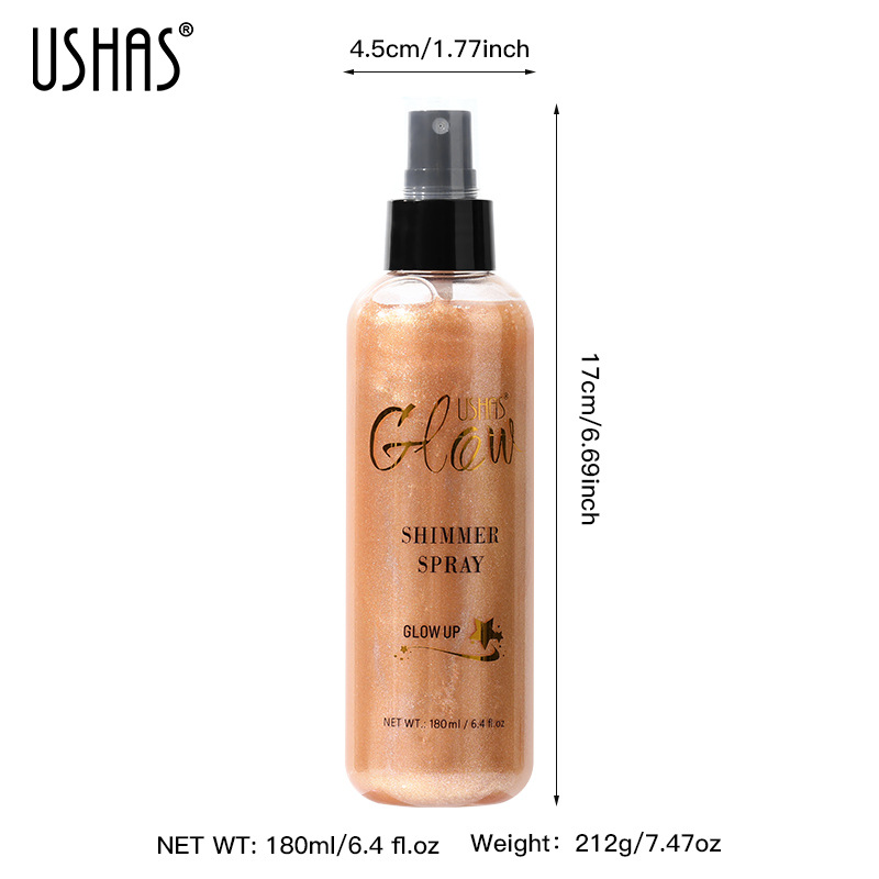 USHAS punto transfronterizo impermeable azufre spray de luz líquido de reparación de larga duración líquido de alto brillo cara y cuerpo