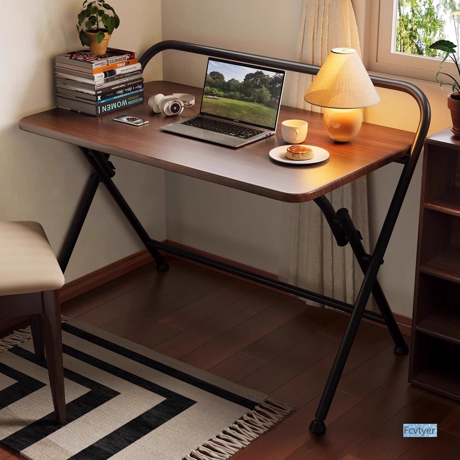 Changyuebang Folding Table Bookshelf Desk Computer Table Bedroom Foldable Bedside Small Table Study Table Office Desk Simple