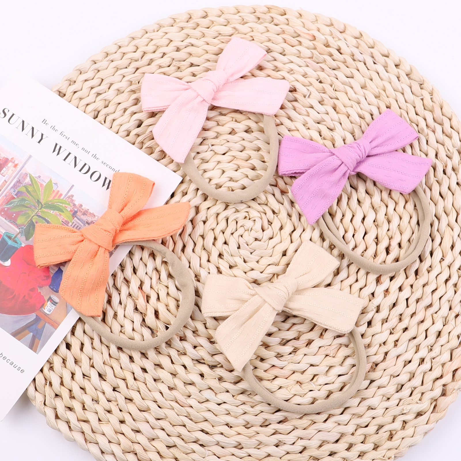 Wholesale Solid Color Bowknot Children's Hairband Nihaojewelry display picture 5