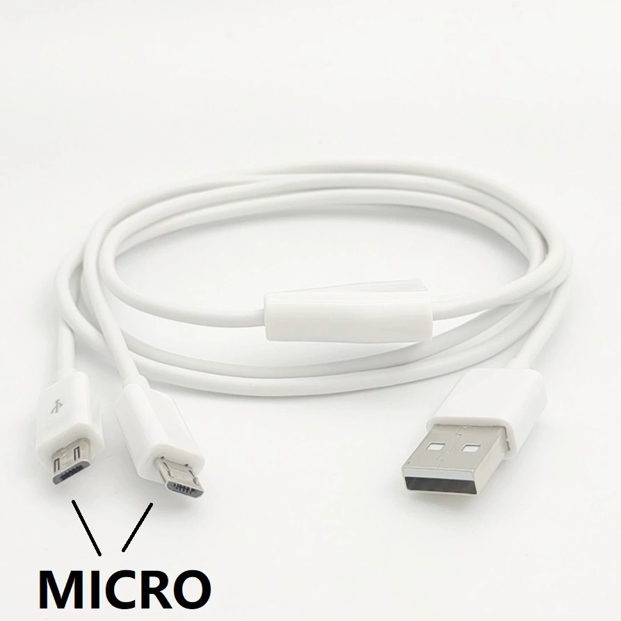 [USB转接 два MICR O公 一分二数据充电线 一拖二充两部安卓手机]