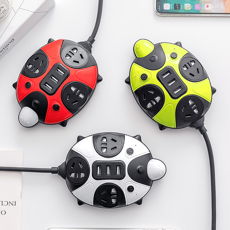 厂家供应卡通乌龟排插带夜灯 智能带usb充电插排插板带线桌面插座