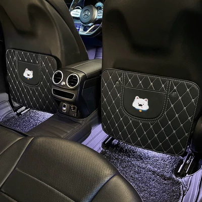 Seat cushion, seat cover – Piece, Skin-Friendly and Breathable Seat Cover - happy-little-white-dog-black-short-anti-kick-pads-pair-no-specifications