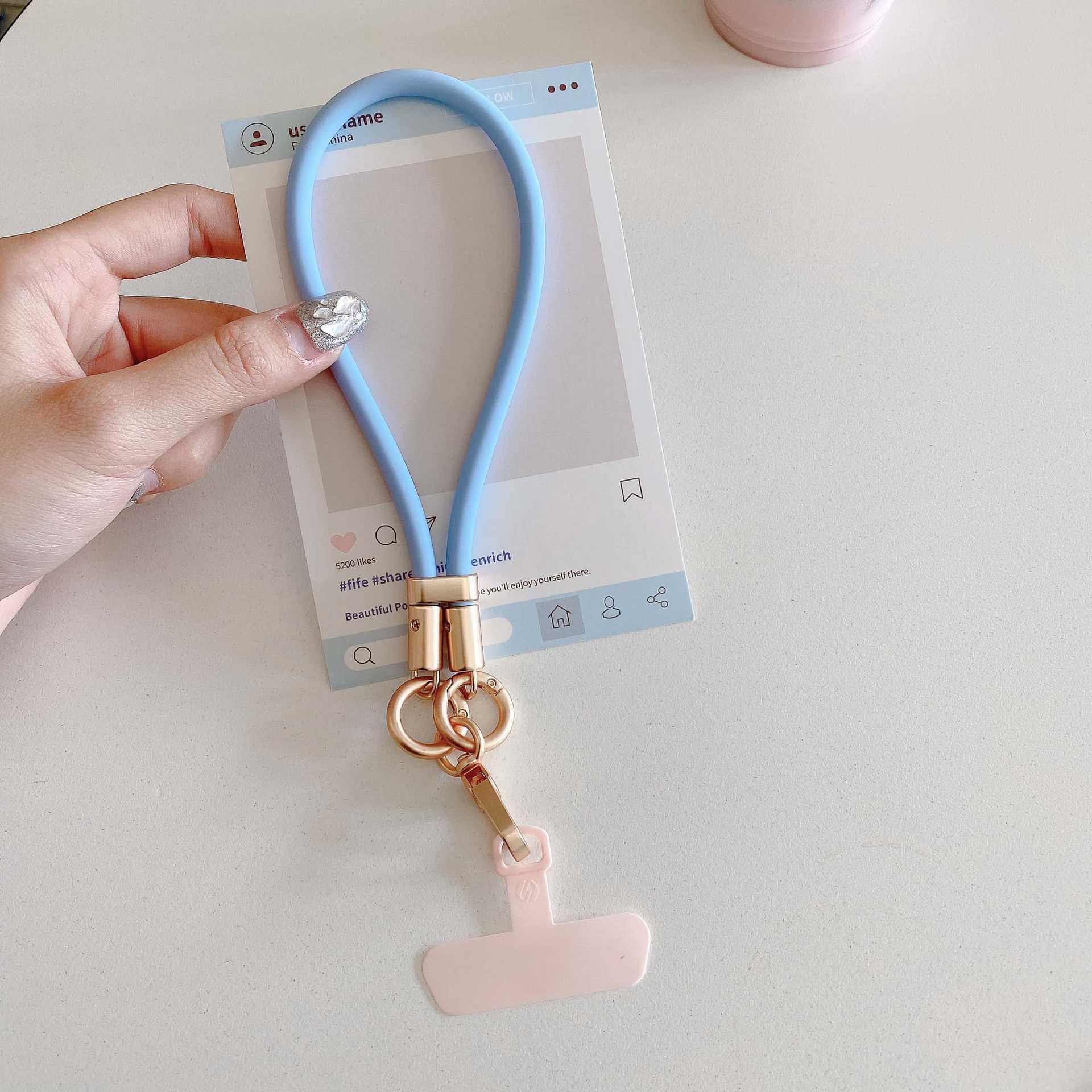 Silicona líquida cordón corto para teléfono móvil junta pulsera corta funda para teléfono móvil anti-pérdida para exteriores cadena de muñeca cuerda corta