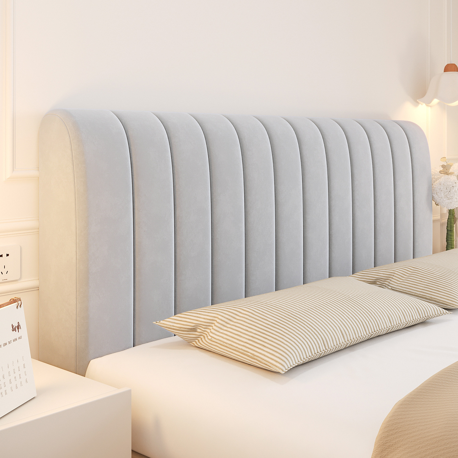 Hielo látex cubierta de cabecera de cama de madera respaldo engrosado paquete blando todo incluido transformación general cubierta a prueba de polvo 2025 nuevo verano