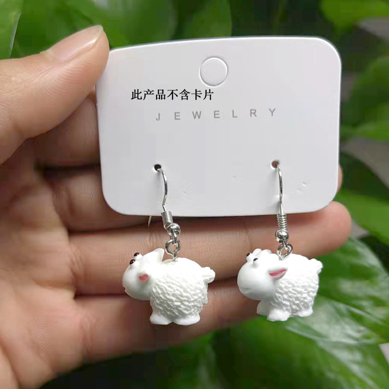 Ornament New Creative Cute Sheep Resin Earrings display picture 2