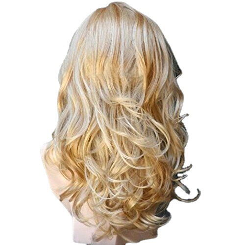European and American high-temperature resistant hairpiece full head wig, side parting long wavy curly wig, highlighted red
