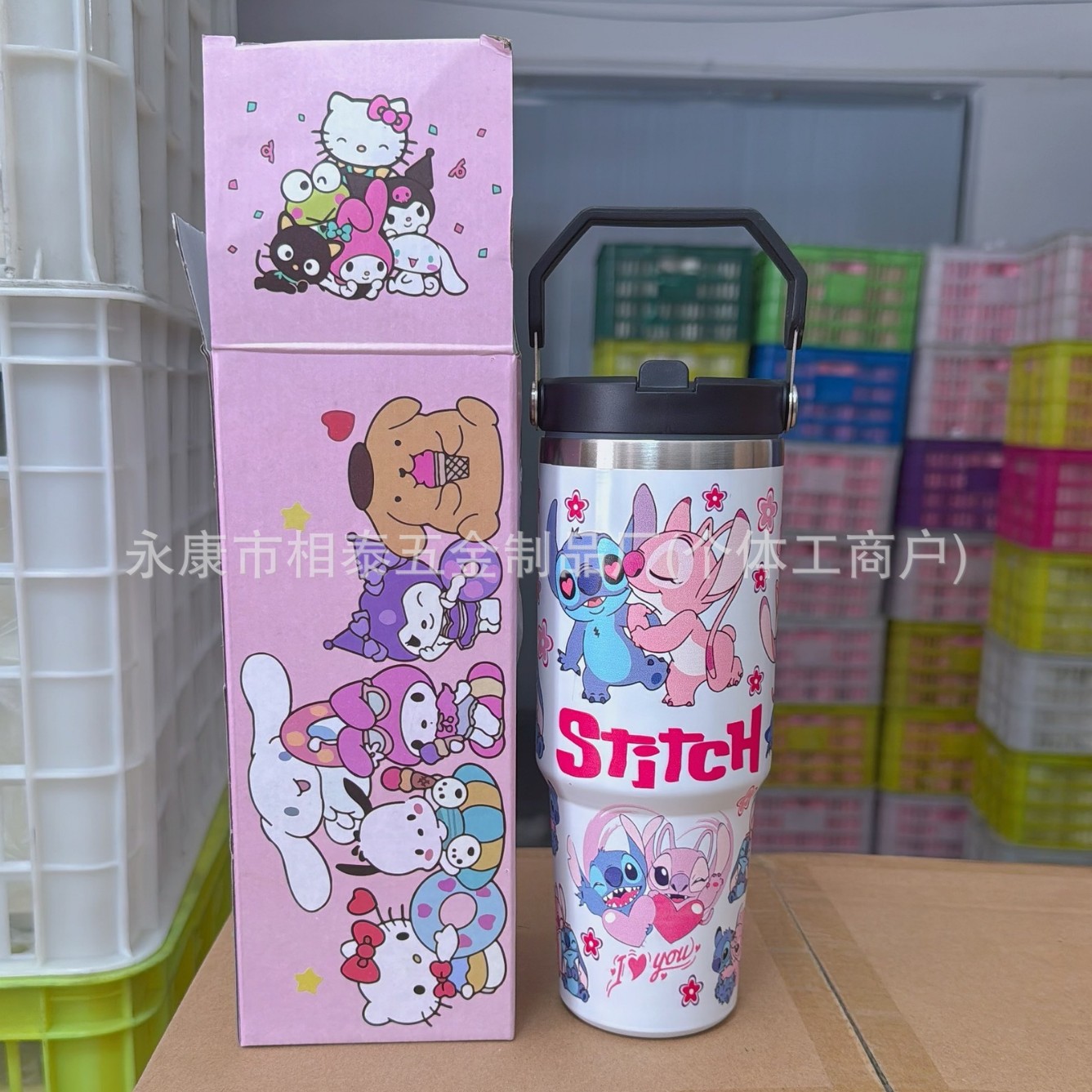 Taza termo de una sola bebida de acero inoxidable 304 con patrón Stitch con un lote de taza de automóvil de 30oz con un transportador portátil