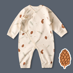 新生兒純棉連體衣春秋爬爬服男女寶寶哈衣初生嬰兒系帶和尚服
