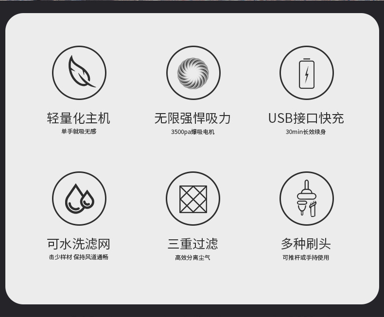 Cross-Border Vacuum Cleaner Car Charging Large Suction Powerful Small Handheld Household Carpet Window Gap Concave Vacuum Cleaner
