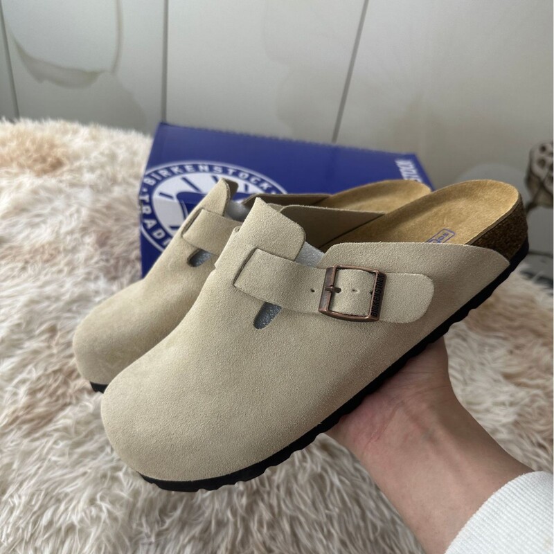 Genuine Leather Burken Shoes Toe Slippers Half Slippers Vintage Cork Thick Sole Sandals Burken Shoes Unisex in stock Genuine Leather Burken Shoes Toe Slippers Half Slippers Vintage Cork Thick Sole Sandals Burken Shoes Unisex in stock