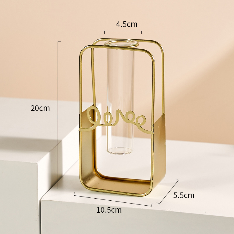 Decoración de vasijas modernas simples ligeras de lujo hogar sala de estar dormitorio comedor decoración de metal tubo de ensayo vasijas hidropónicas