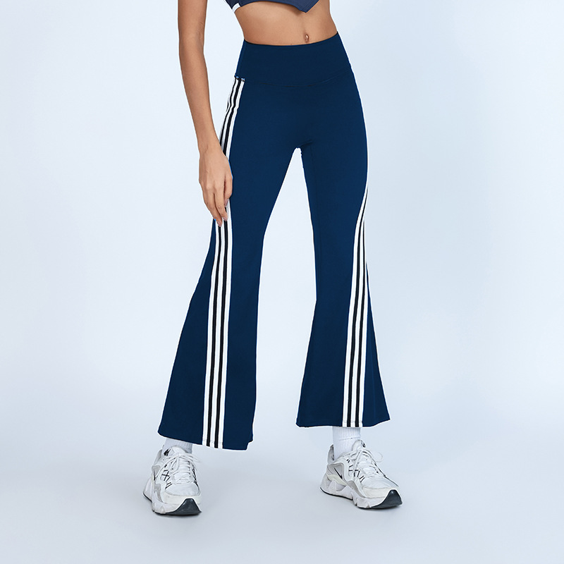 Pantalones deportivos transfronterizos de comercio exterior, pantalones de fitness, cintura alta, color a juego, alta elasticidad, secado rápido, pantalones de campana de yoga agradable para la piel