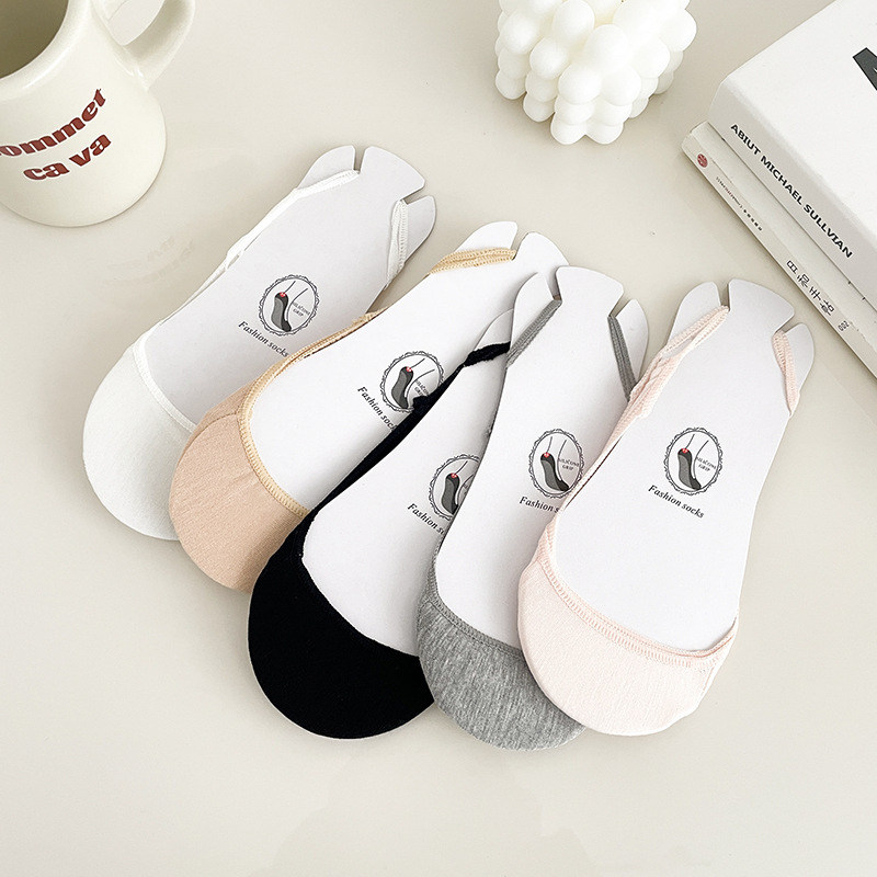 Invisible socks women's socks with sandals suspender socks pure cotton with sponge pad Korean style solid color lady boat Socks