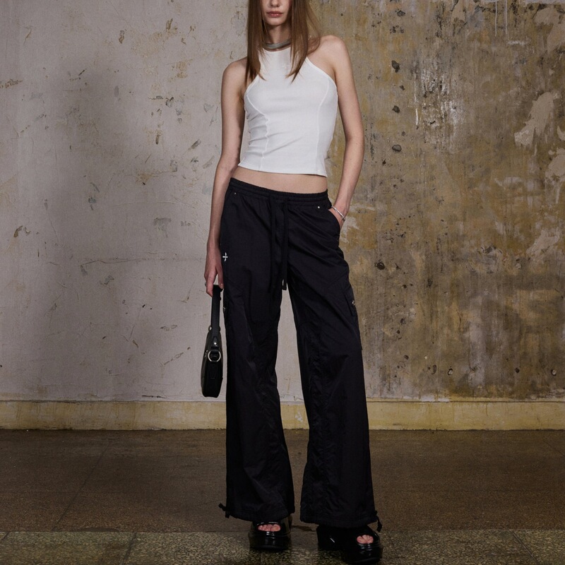 SK Eternal Statue Outdoor Sports Pants - Casual Wide-Leg Drawstring Nylon Pants for Early Autumn