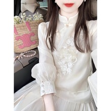 春装搭配一整套新中式国风套装今年流行漂亮白色衬衫半身裙两件套