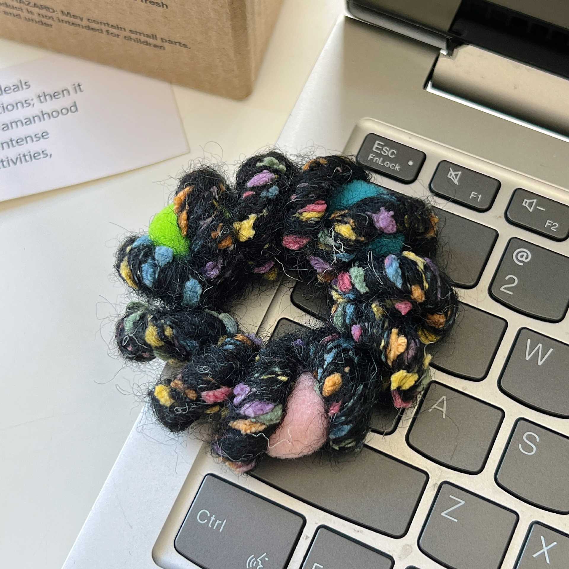 Rainbow Gummy Candy~New Autumn/Winter Woolen Telephone Cord Tie Colorful Cute Hair Rope High-end Elastic Band For Women_voghion.com