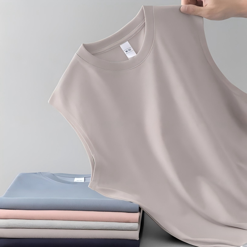 純綿ノースリーブ Tシャツメンズスポーツベスト夏薄いルーズアウターバスケットボールハードルベストワイドショルダーフィットネス|undefined