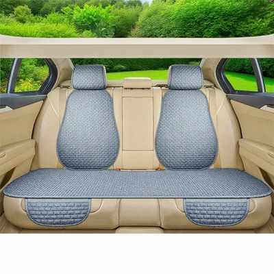 Seat Cushion, Breathable Cotton-Linen | Seat cushion, seat cover - lnh-small-brick-elegant-grey-rear-seat-backrest-with-headrest