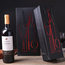 手提式紅酒禮品盒包裝袋燙金葡萄酒單只雙只裝紅酒包裝盒空盒批發