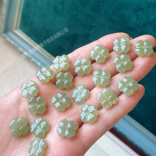 Wholesale natural Hetian jade ice through hole small flower spacer spacer DIY bracelet accessories braided rope beaded accessories