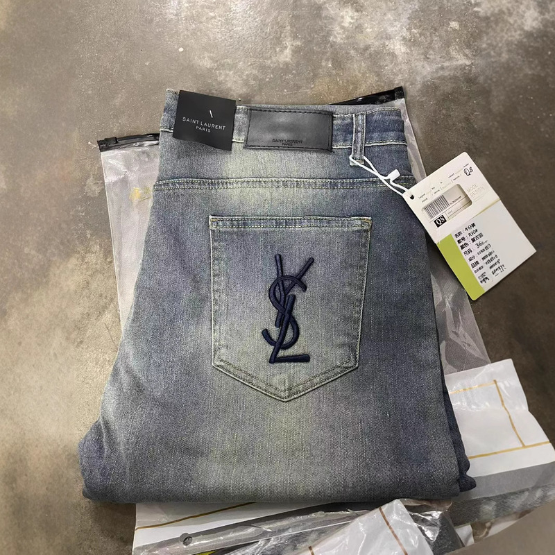 New Embroidered Letter Jeans Slim Fit Versatile Casual Student Internet Celebrity Same Style Straight Pants Real Shot