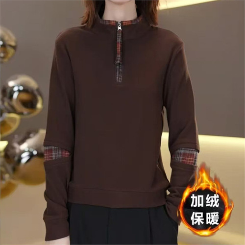 Original fabric autumn and winter best-selling fashionable casual age-defying plaid one-piece velour base shirt